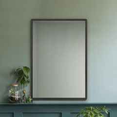 The Naturalis - Solid Black Oak Rounded Corner Wall Mirror 39" X 27.5" (100CM X 70CM) Scandinavian 'Scandi' Inspired.