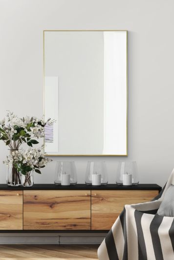 Laurel Brushed Gold Aluminium Elegant Classic Wall Mirror 92 x 61 CM