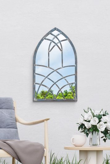 Kirkby Metal Arch shaped Decorative Church Effect Garden Mirror 40cm X 24cm