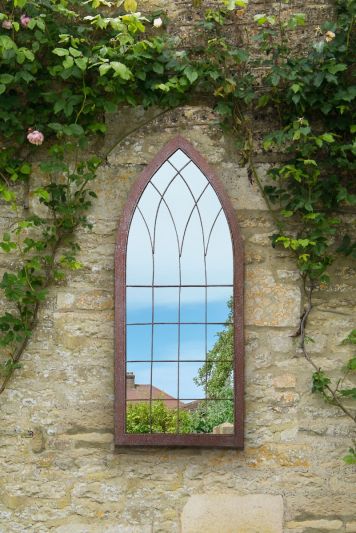 Kirkby Metal Arch shaped Decorative Gothic Effect Garden Mirror 109cm X 51cm