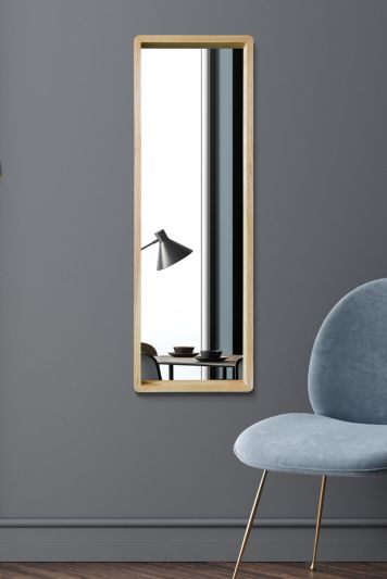 The Naturalis - Solid Oak Rounded Corner  Leaner / Wall Mirror 47 X 15.7 inches (120CM X 40CM) Scandinavian Inspired.
