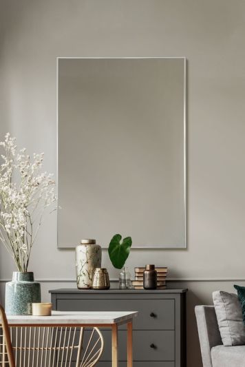 Manhattan Bright Silver Aluminium Framed Modern Wall Mirror 92 x 61.5cm
