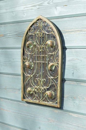Dorset Rustic Arch Scroll Design Metal Garden Mirror 40 x 24 CM