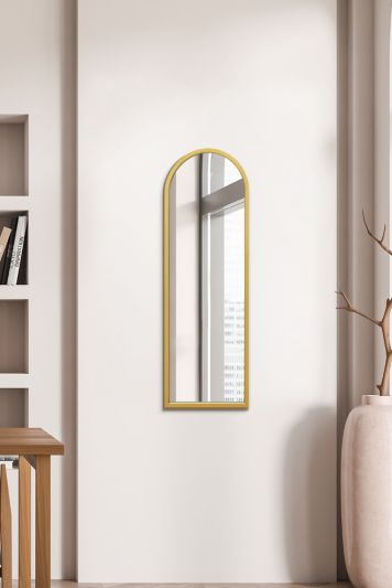 The Arcus - Gold Metal Framed Arched Wall Mirror 47" X 16" (120CM X 40CM)