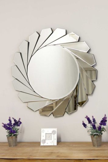 All Glass Stylised Aperture Round Wall Mirror 80 x 80 CM