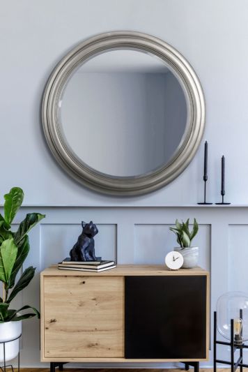 Melbury Silver Elegant Modern Bevelled Round Mirror 96 x 96 CM