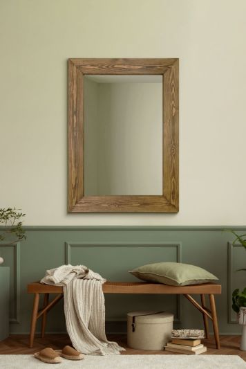 The Farmhouse Range - Dark Rustic Brown Traditional Stained Solid Wooden Wall Hung Mirror 37" X 30" (94CM X 76CM)