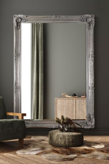 Carved Louis Silver Extra Large Wall Mirror 6ft7 x 4ft7 208 x 148cm.