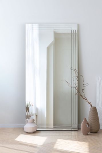 Milton All Glass Bevelled Square Corner Full Length Mirror 174 x 85 CM