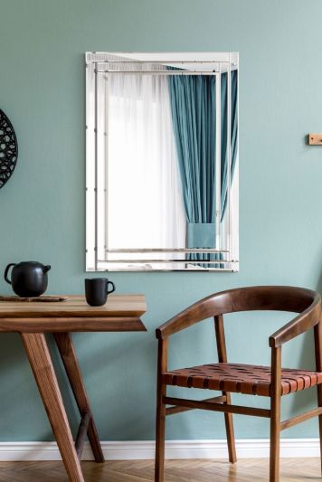 Luxford All Glass Bevelled Wall Mirror 100 x 70 CM